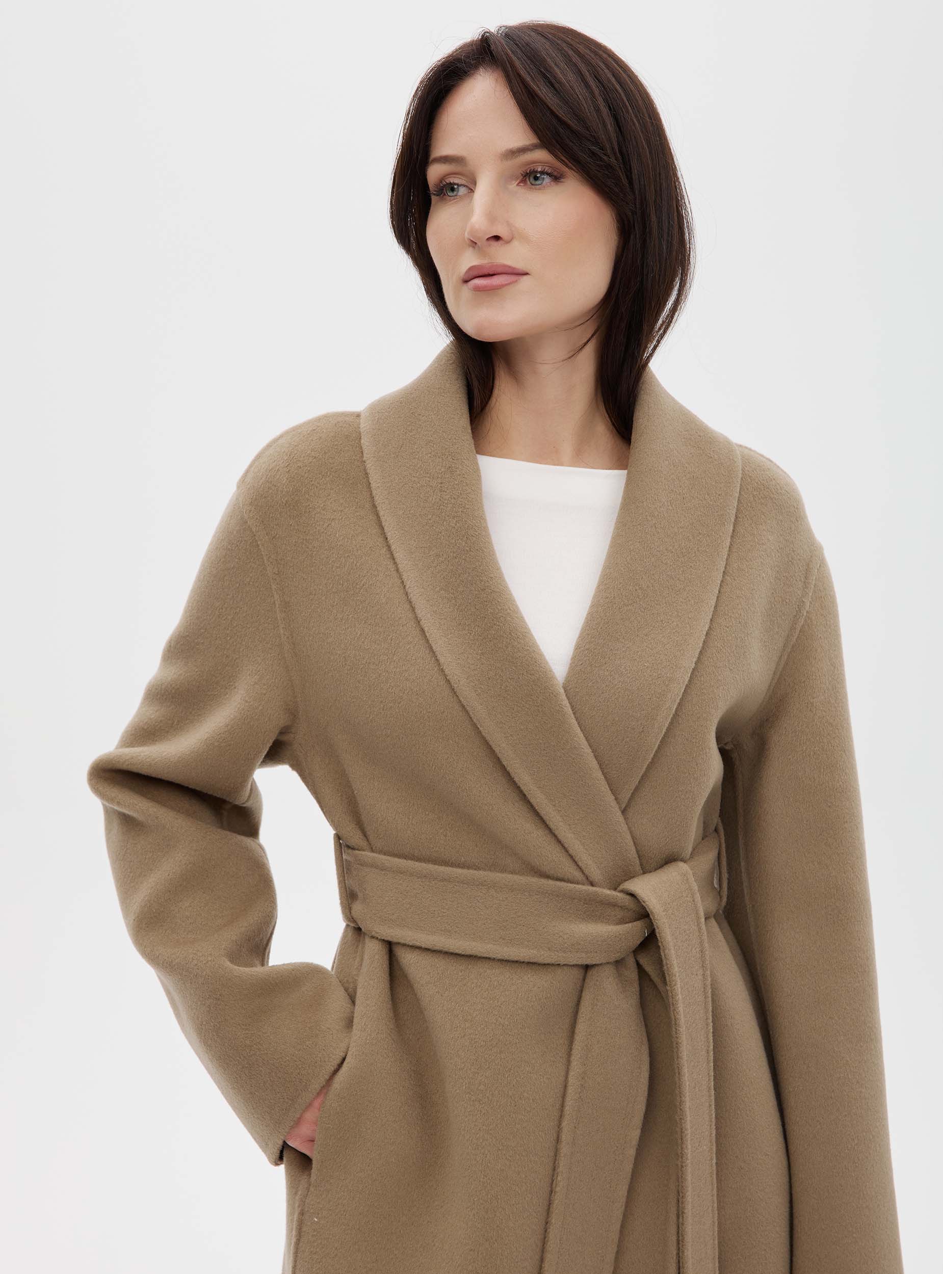 Пальто с воротником шалька double coat